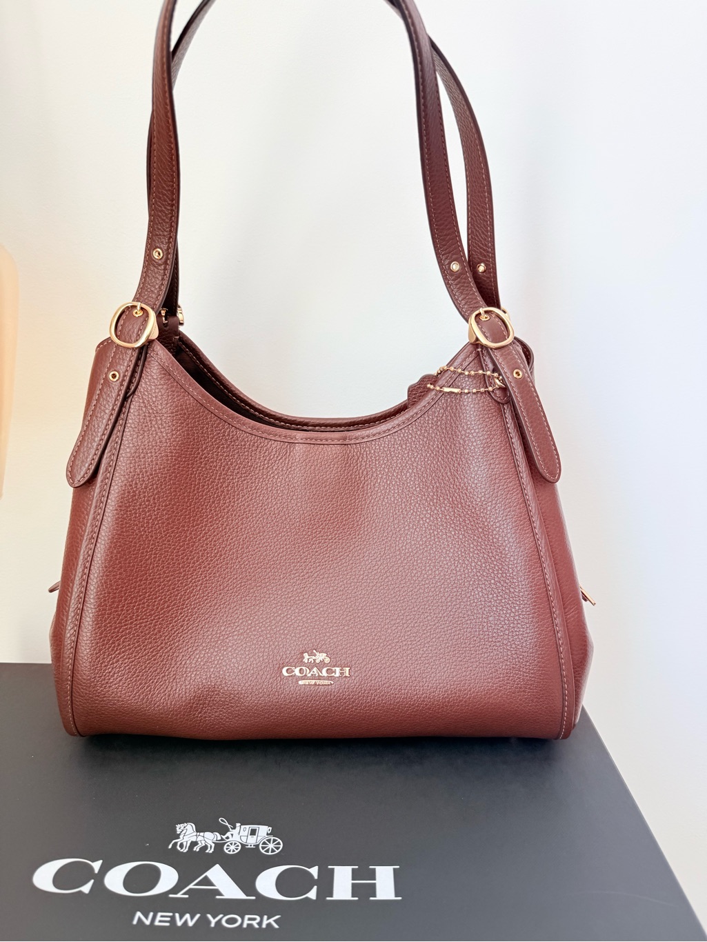 Coach Pebbled Leather Shoulder Bag In Maple Color, Box Included. New And Unused.